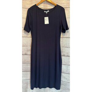 XL bodycon, lined dress in navy blue, short sleeves NWT NEW